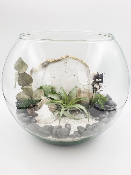 Agate and Clear Quartz Terrarium