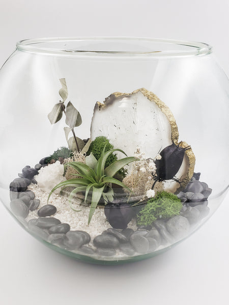 Agate and Clear Quartz Terrarium
